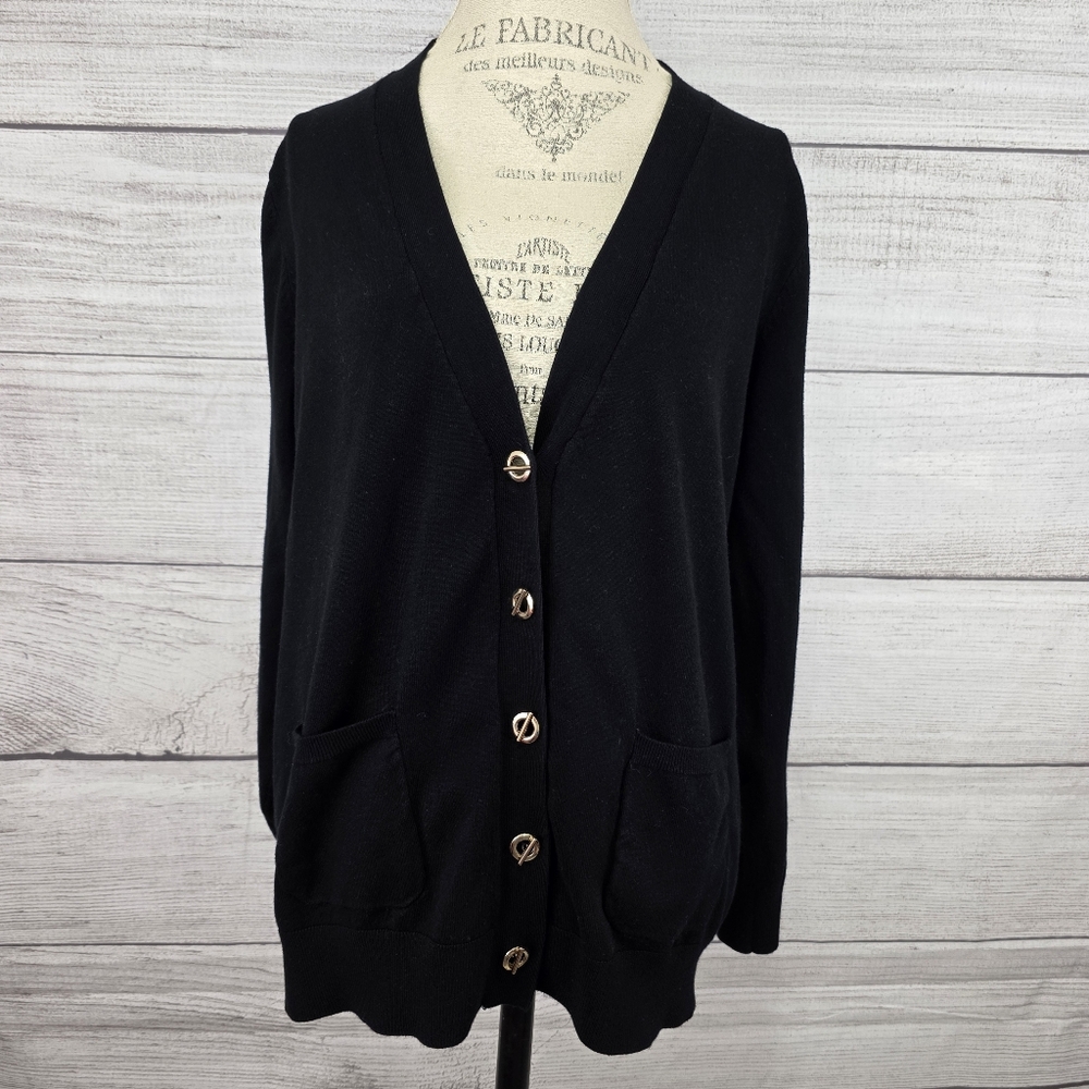 Grace Elements Black Women's Boyfriend Cardigan - Picture 2 of 6